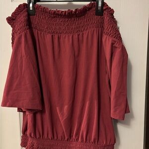 Daytrip Off-Shoulder Smocked Blouse - Mauve